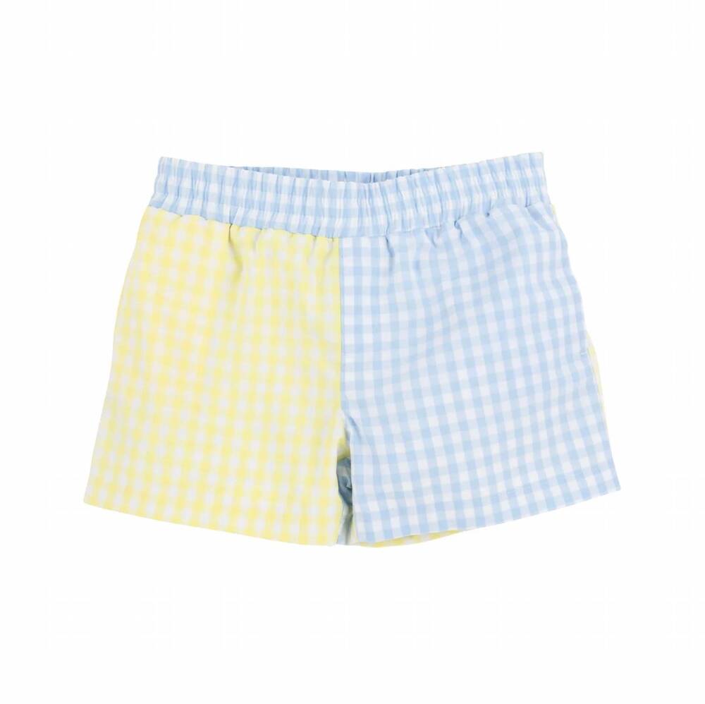 NEW BEAUFORT BONNET boys' sheffield shorts in buckhead blue/yellow gingham